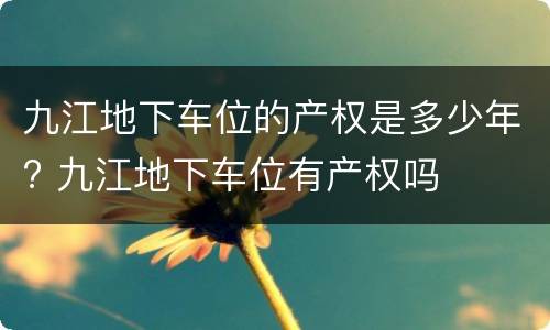 九江地下车位的产权是多少年? 九江地下车位有产权吗