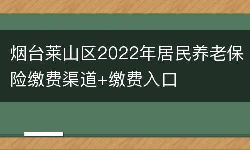 烟台莱山区2022年居民养老保险缴费渠道+缴费入口