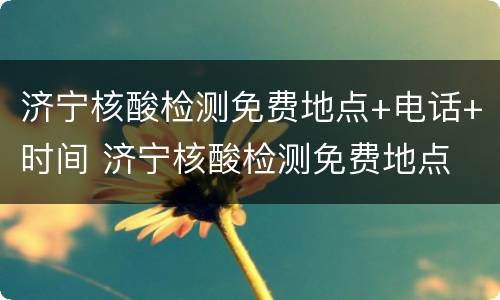 济宁核酸检测免费地点+电话+时间 济宁核酸检测免费地点 电话 时间表查询