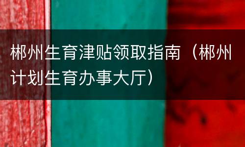 郴州生育津贴领取指南（郴州计划生育办事大厅）
