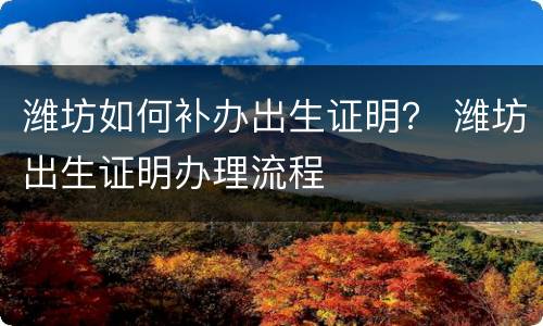 潍坊如何补办出生证明？ 潍坊出生证明办理流程