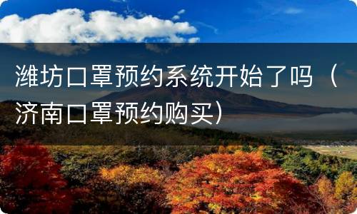 潍坊口罩预约系统开始了吗（济南口罩预约购买）