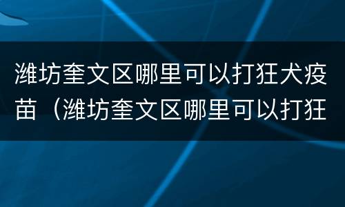 潍坊奎文区哪里可以打狂犬疫苗（潍坊奎文区哪里可以打狂犬疫苗的）