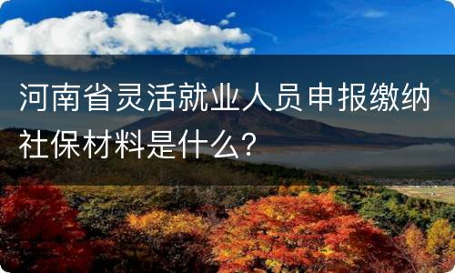 河南省灵活就业人员申报缴纳社保材料是什么？