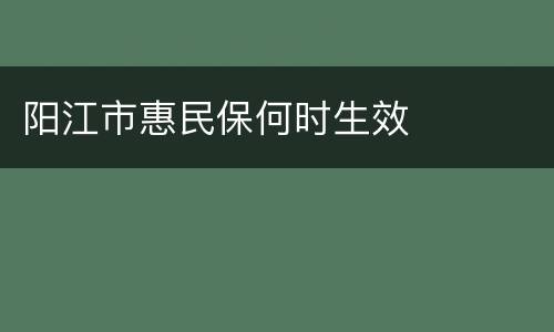 阳江市惠民保何时生效