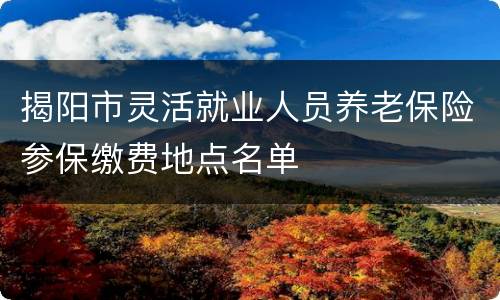 揭阳市灵活就业人员养老保险参保缴费地点名单