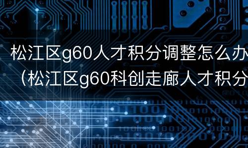 松江区g60人才积分调整怎么办（松江区g60科创走廊人才积分）