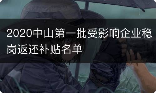 2020中山第一批受影响企业稳岗返还补贴名单