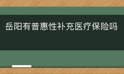 岳阳有普惠性补充医疗保险吗