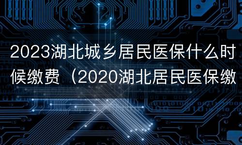 2023湖北城乡居民医保什么时候缴费（2020湖北居民医保缴费）