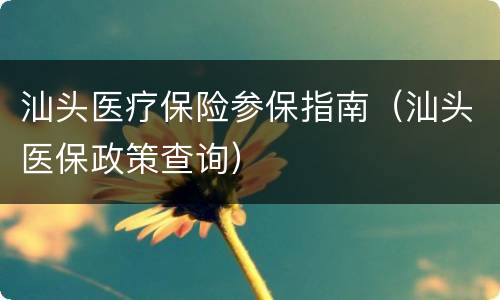 汕头医疗保险参保指南（汕头医保政策查询）