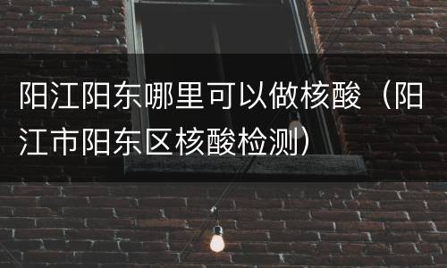 阳江阳东哪里可以做核酸（阳江市阳东区核酸检测）