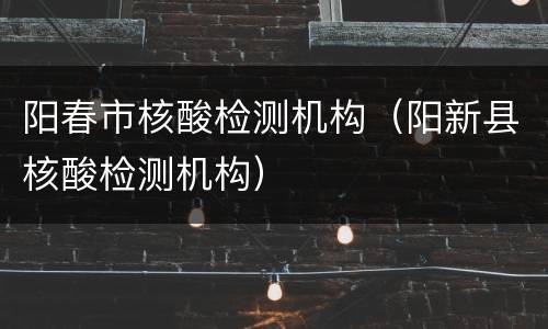 阳春市核酸检测机构（阳新县核酸检测机构）