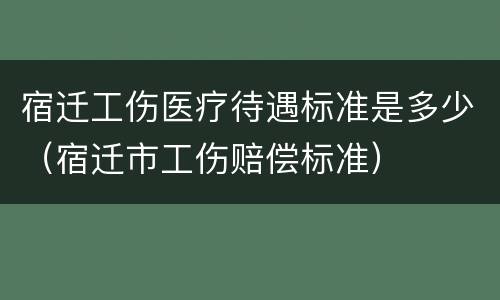 宿迁工伤医疗待遇标准是多少（宿迁市工伤赔偿标准）