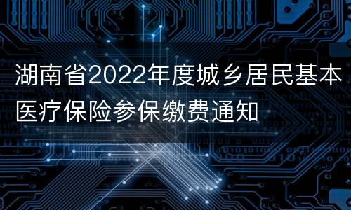 湖南省2022年度城乡居民基本医疗保险参保缴费通知
