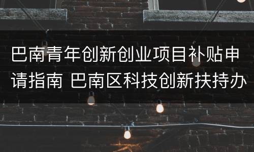 巴南青年创新创业项目补贴申请指南 巴南区科技创新扶持办法