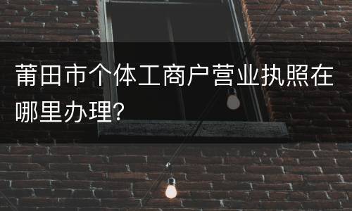 莆田市个体工商户营业执照在哪里办理？