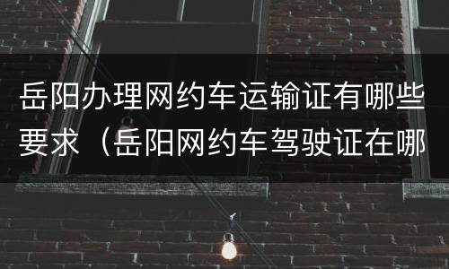 岳阳办理网约车运输证有哪些要求（岳阳网约车驾驶证在哪里办）