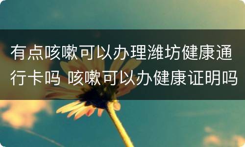 有点咳嗽可以办理潍坊健康通行卡吗 咳嗽可以办健康证明吗
