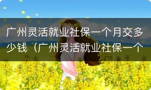 广州灵活就业社保一个月交多少钱（广州灵活就业社保一个月交多少钱啊）