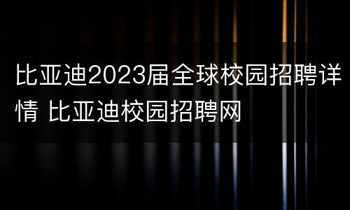 比亚迪2023届全球校园招聘详情 比亚迪校园招聘网