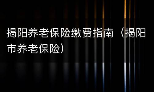揭阳养老保险缴费指南（揭阳市养老保险）