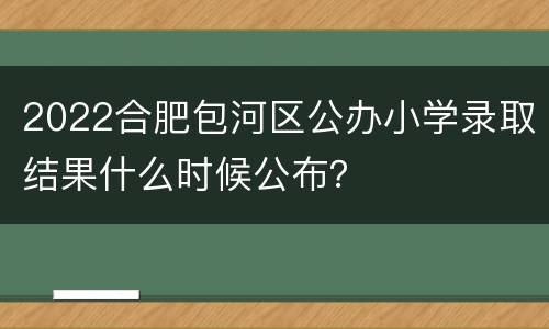 2022合肥包河区公办小学录取结果什么时候公布？