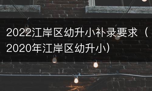 2022江岸区幼升小补录要求（2020年江岸区幼升小）