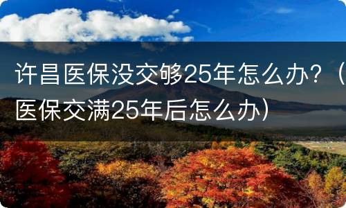 许昌医保没交够25年怎么办?（医保交满25年后怎么办）