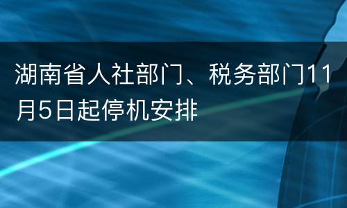 湖南省人社部门、税务部门11月5日起停机安排