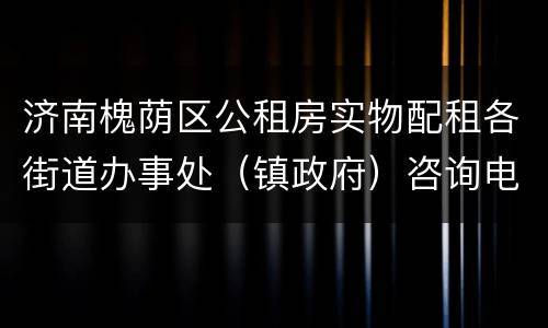 济南槐荫区公租房实物配租各街道办事处（镇政府）咨询电话