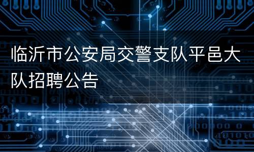 临沂市公安局交警支队平邑大队招聘公告