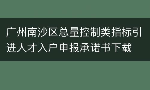 广州南沙区总量控制类指标引进人才入户申报承诺书下载