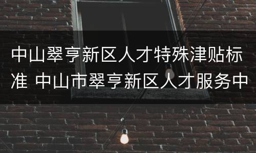 中山翠亨新区人才特殊津贴标准 中山市翠亨新区人才服务中心
