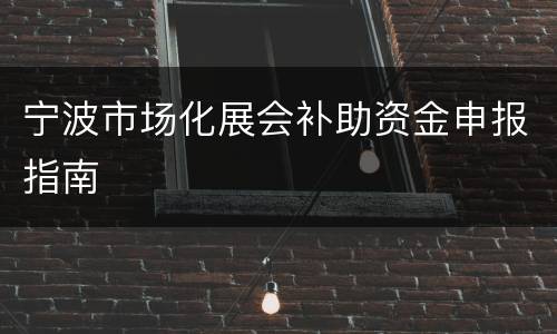 宁波市场化展会补助资金申报指南