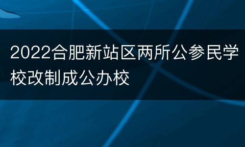 2022合肥新站区两所公参民学校改制成公办校