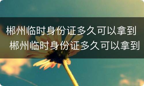 郴州临时身份证多久可以拿到 郴州临时身份证多久可以拿到新的