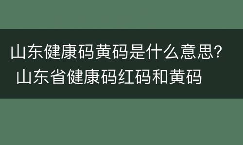 山东健康码黄码是什么意思？ 山东省健康码红码和黄码