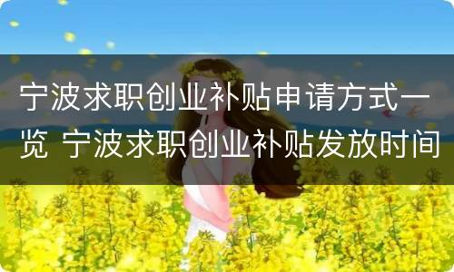 宁波求职创业补贴申请方式一览 宁波求职创业补贴发放时间