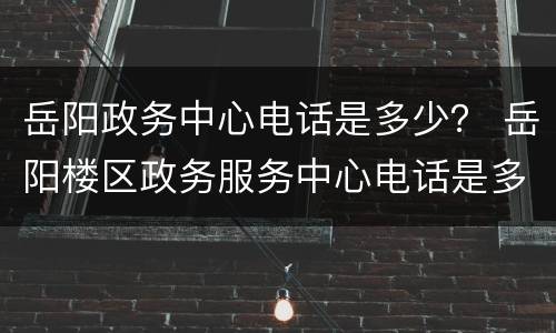 岳阳政务中心电话是多少？ 岳阳楼区政务服务中心电话是多少