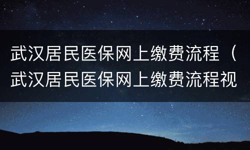 武汉居民医保网上缴费流程（武汉居民医保网上缴费流程视频）