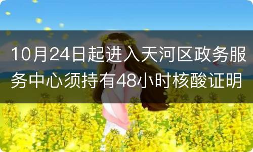 10月24日起进入天河区政务服务中心须持有48小时核酸证明