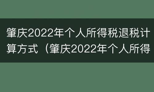 肇庆2022年个人所得税退税计算方式（肇庆2022年个人所得税退税计算方式是什么）