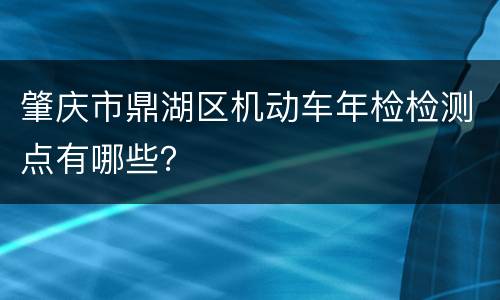 肇庆市鼎湖区机动车年检检测点有哪些？