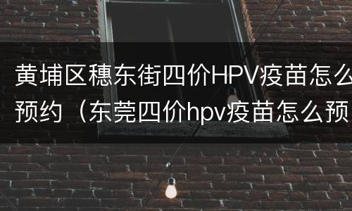 黄埔区穗东街四价HPV疫苗怎么预约（东莞四价hpv疫苗怎么预约）