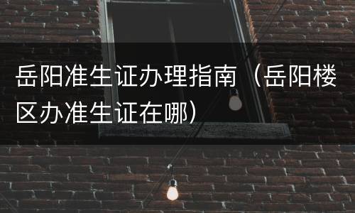 岳阳准生证办理指南（岳阳楼区办准生证在哪）