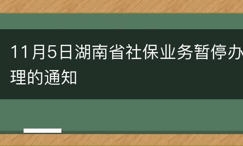 11月5日湖南省社保业务暂停办理的通知