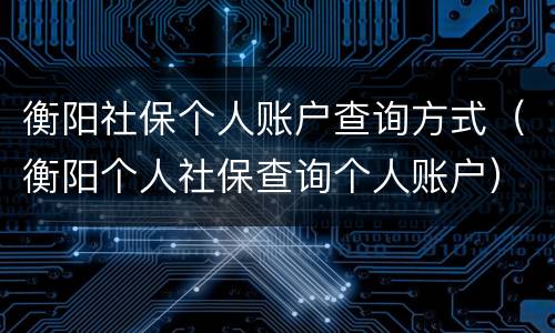 衡阳社保个人账户查询方式（衡阳个人社保查询个人账户）
