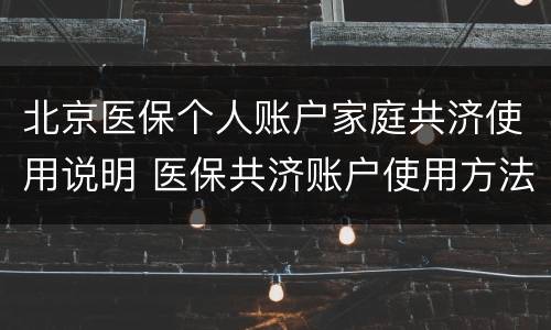 北京医保个人账户家庭共济使用说明 医保共济账户使用方法