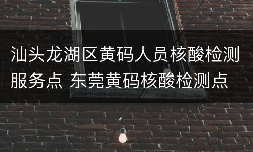 汕头龙湖区黄码人员核酸检测服务点 东莞黄码核酸检测点